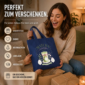 LIEBTASTISCH® Baumwolltasche Matcha Lovers Club Matcha made with love Premium Matcha Every Day - Tote Bag Canvas Damen - Stofftasche Beutel Einkaufsbeutel bedruckt - {FARBE}