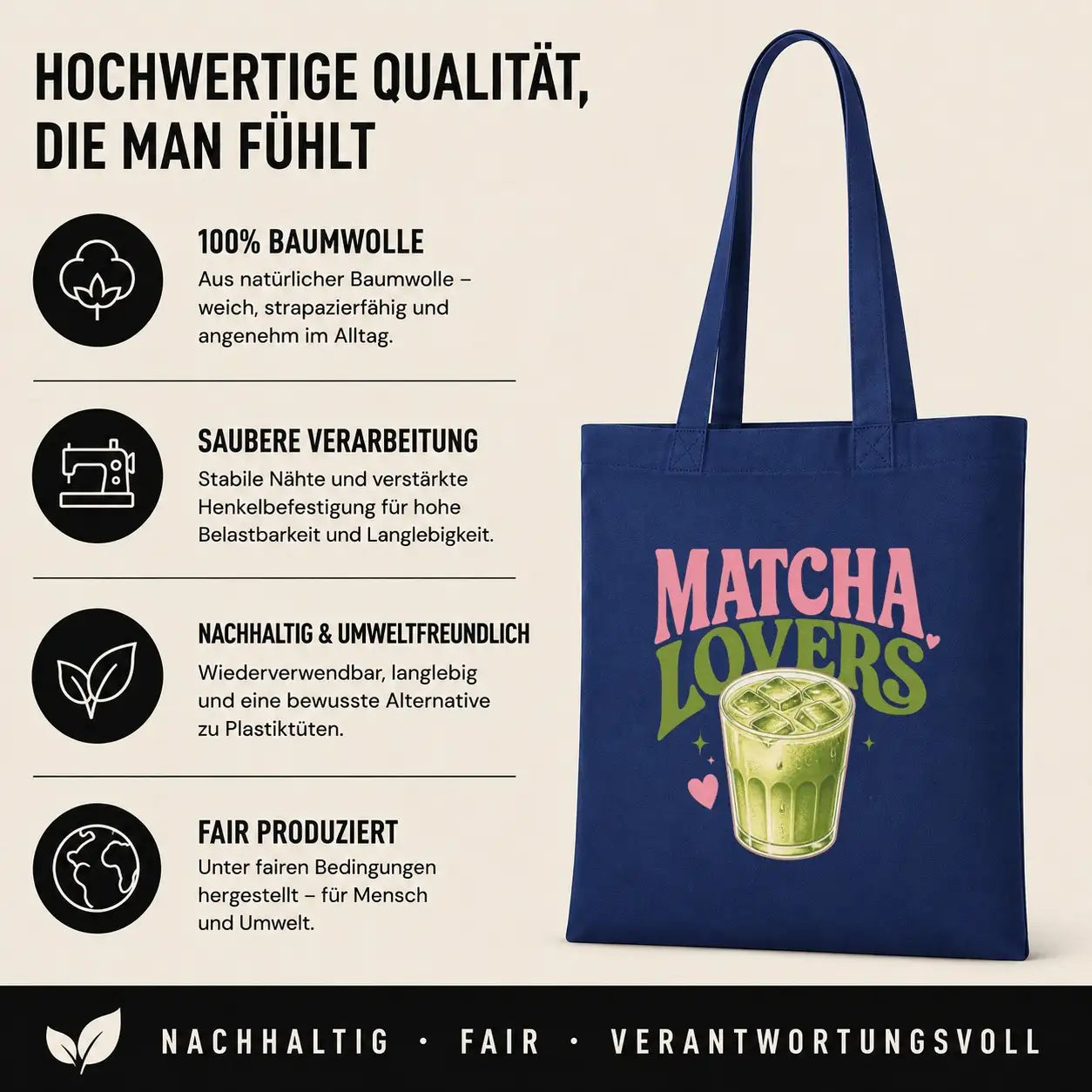 Baumwolltasche - Matcha Lovers
