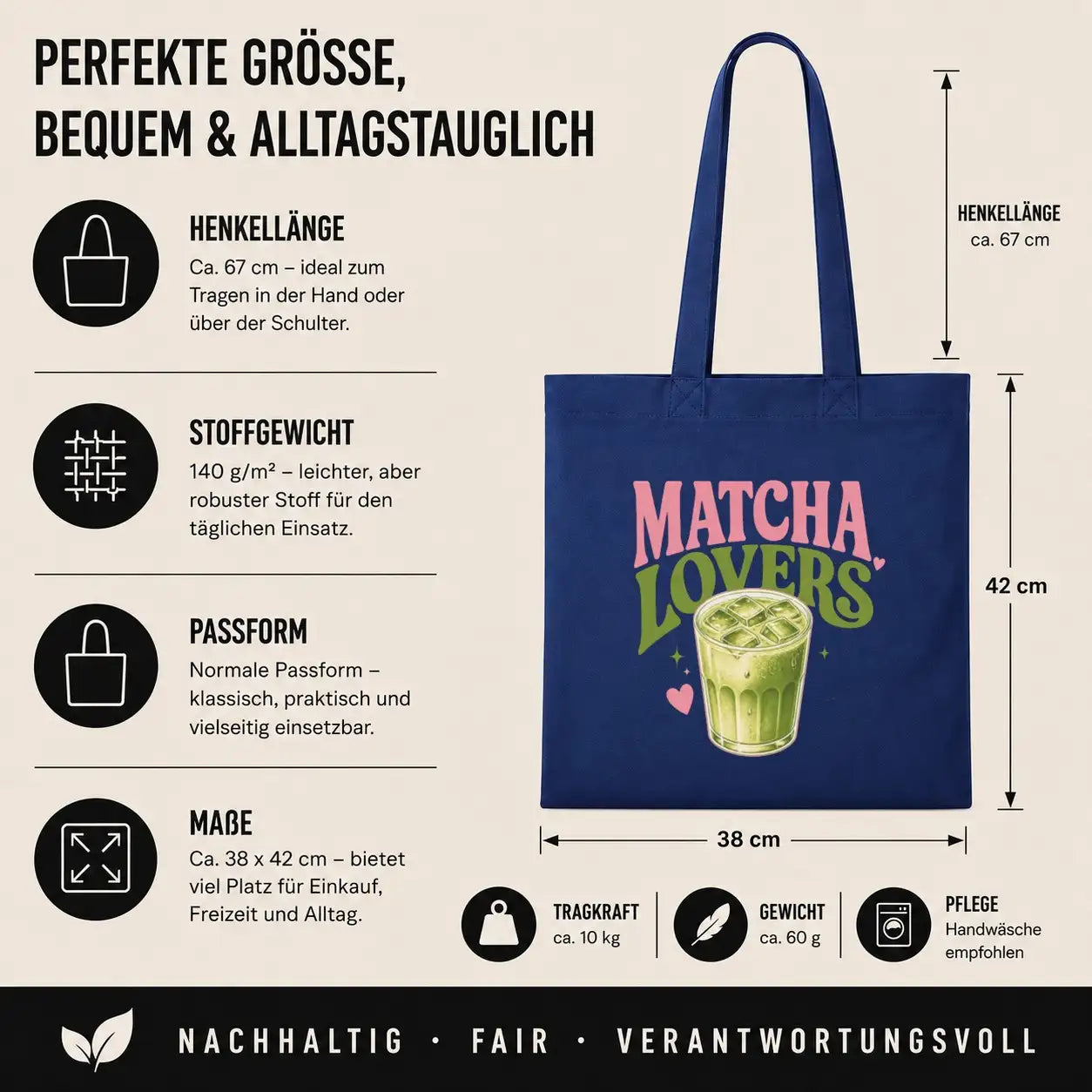 Baumwolltasche - Matcha Lovers