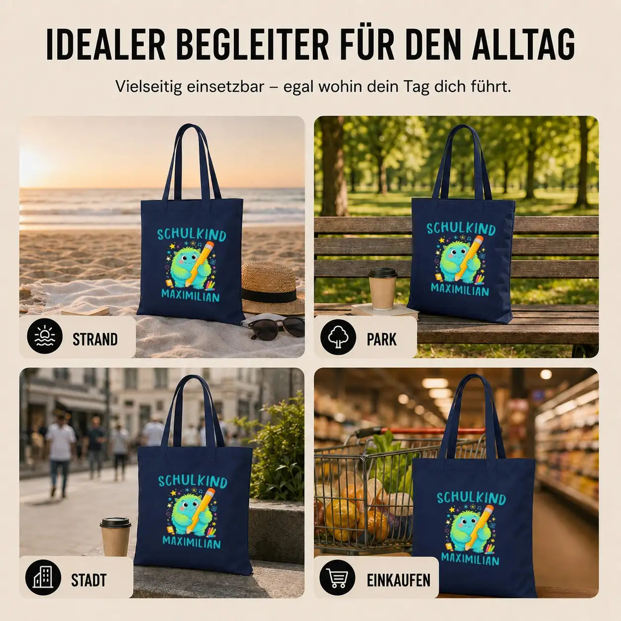 Baumwolltasche - Schulkind Maximilian