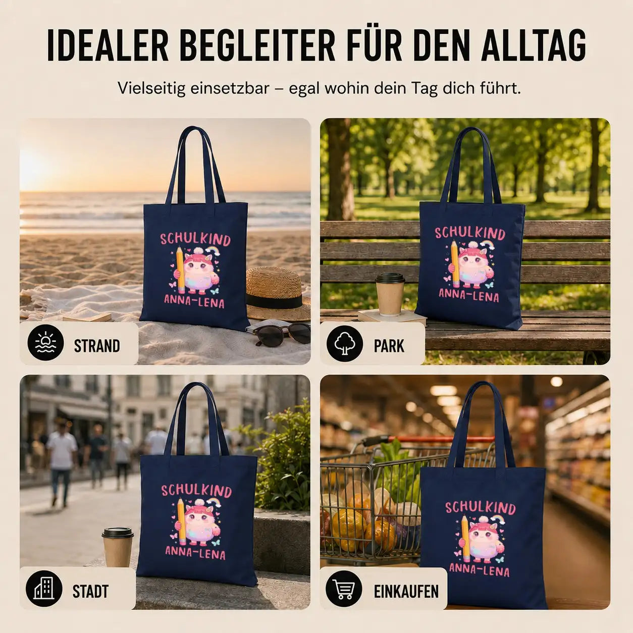 Baumwolltasche - Schulkind Anna-Lena