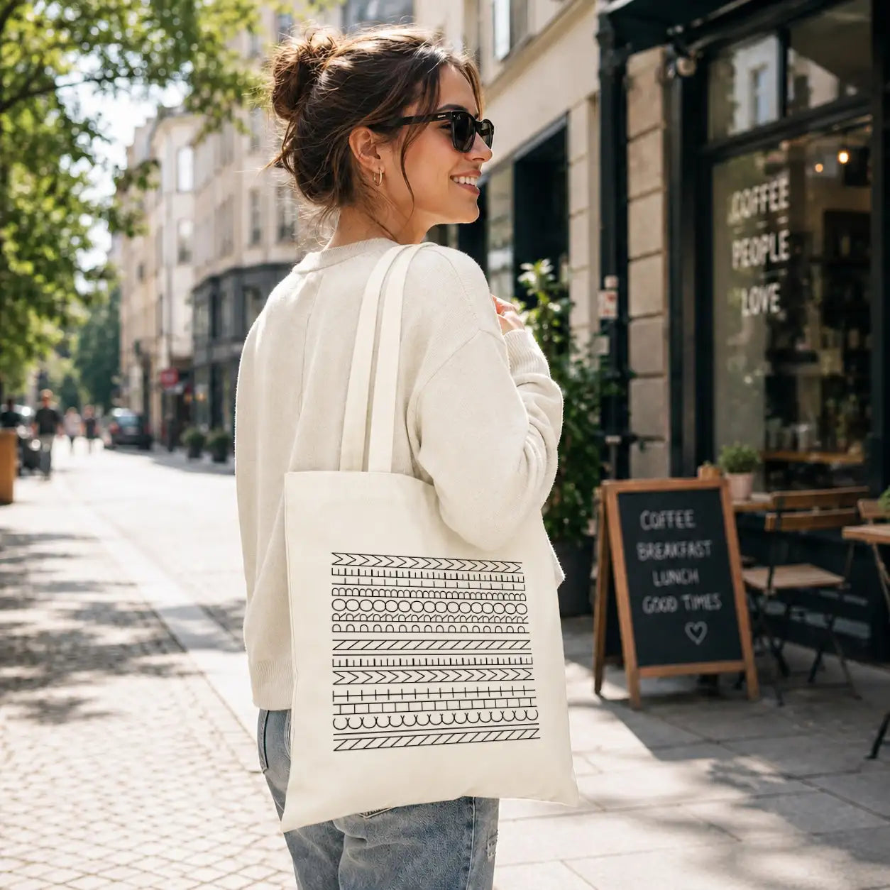 Baumwolltasche - Geometrische Muster Linien
