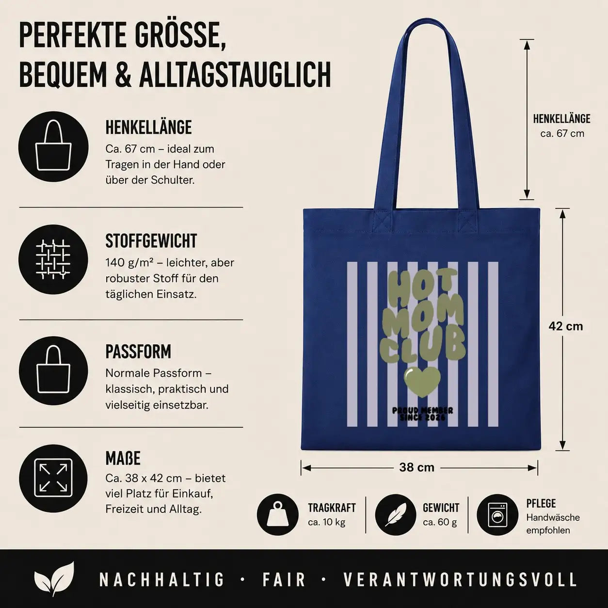 Baumwolltasche - Hot Mom Club Proud Member Since 2026