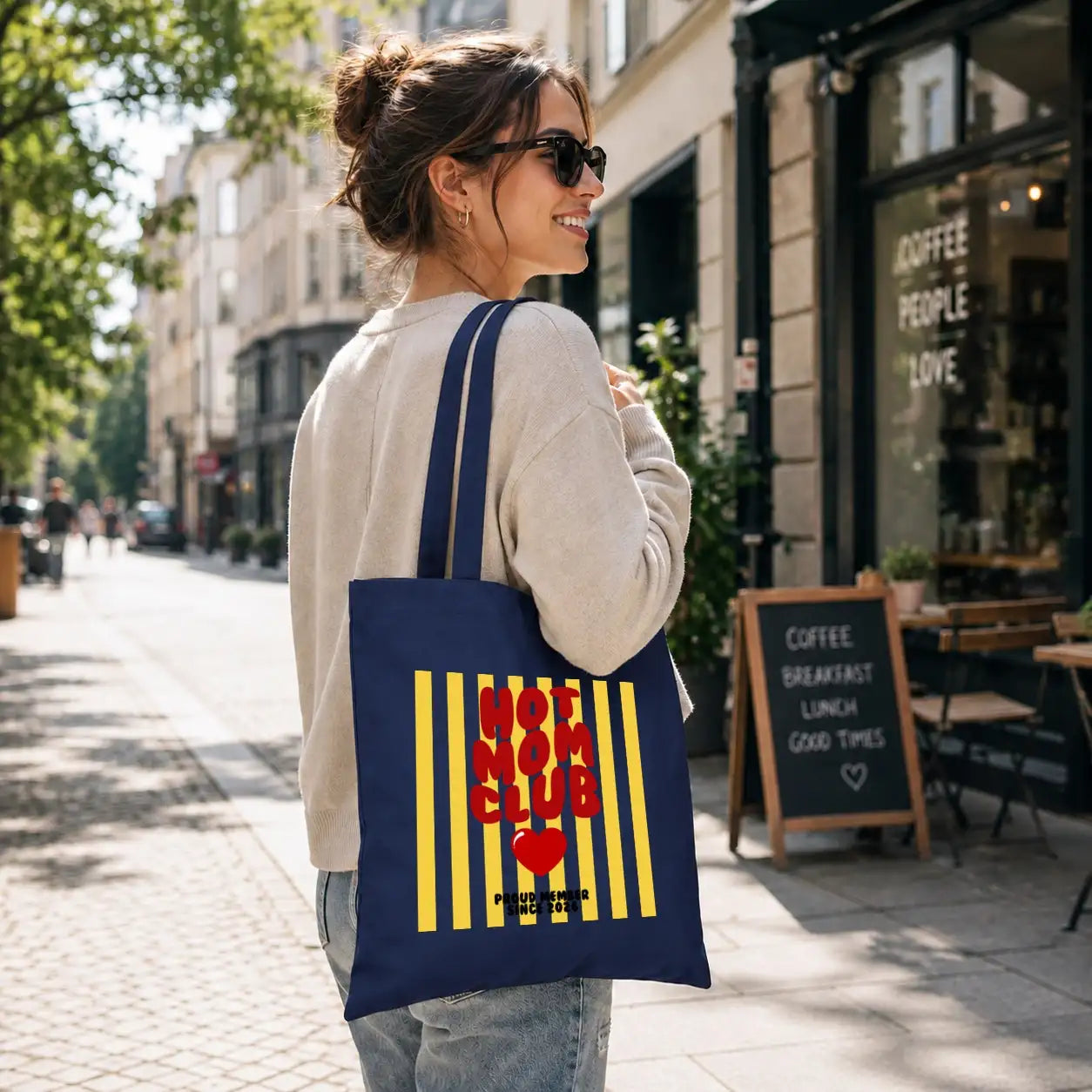 LIEBTASTISCH® Baumwolltasche Hot Mom Club Proud Member Since 2026 - Stofftasche Beutel für Mama Mutter - Geschenk Muttertag Geburtstag Weihnachten beste Freundin - {FARBE}