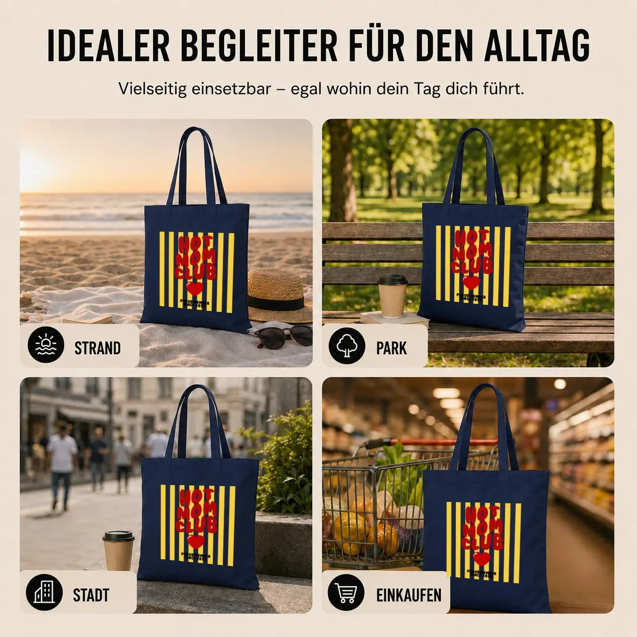 LIEBTASTISCH® Baumwolltasche Hot Mom Club Proud Member Since 2026 - Stofftasche Beutel für Mama Mutter - Geschenk Muttertag Geburtstag Weihnachten beste Freundin - {FARBE}