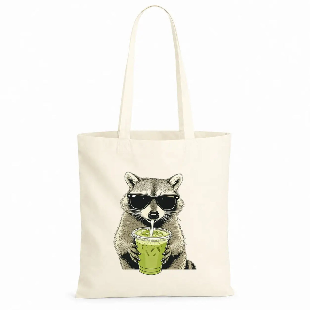Baumwolltasche - Waschbär Sonnenbrille Matcha