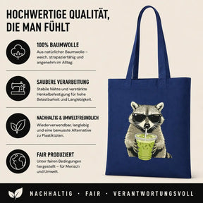 Baumwolltasche - Waschbär Sonnenbrille Matcha