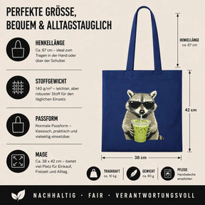 Baumwolltasche - Waschbär Sonnenbrille Matcha