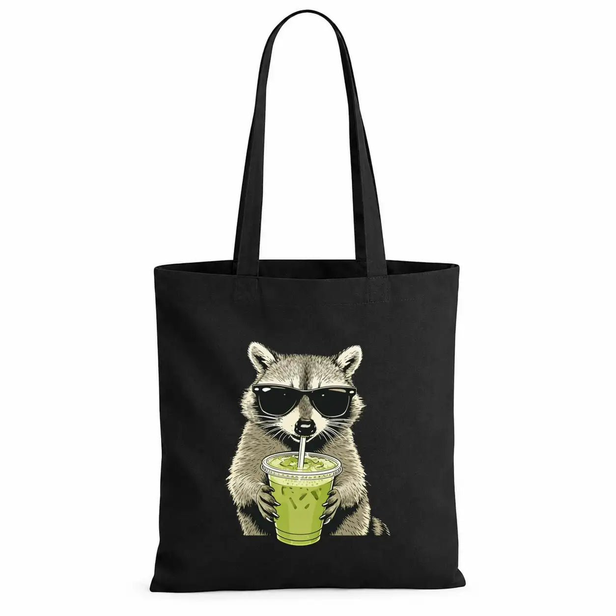 Baumwolltasche - Waschbär Sonnenbrille Matcha