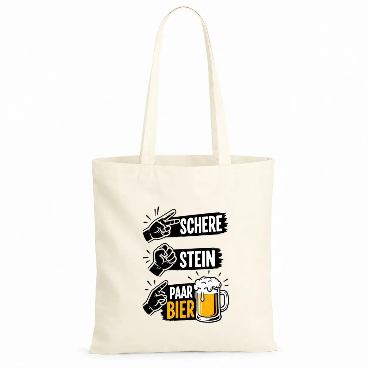 Baumwolltasche - Schere Stein Paar Bier