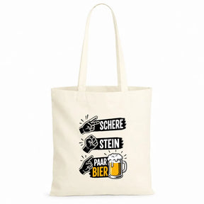 Baumwolltasche - Schere Stein Paar Bier
