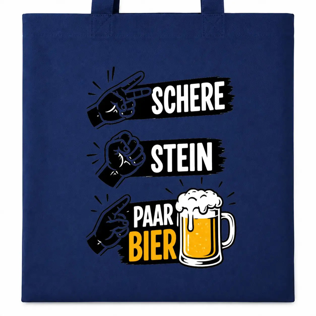 Baumwolltasche - Schere Stein Paar Bier