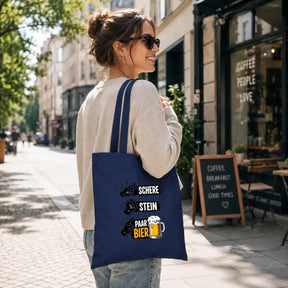 Baumwolltasche - Schere Stein Paar Bier