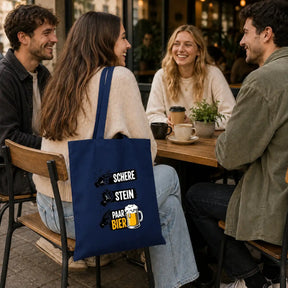 Baumwolltasche - Schere Stein Paar Bier
