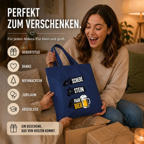 Baumwolltasche - Schere Stein Paar Bier