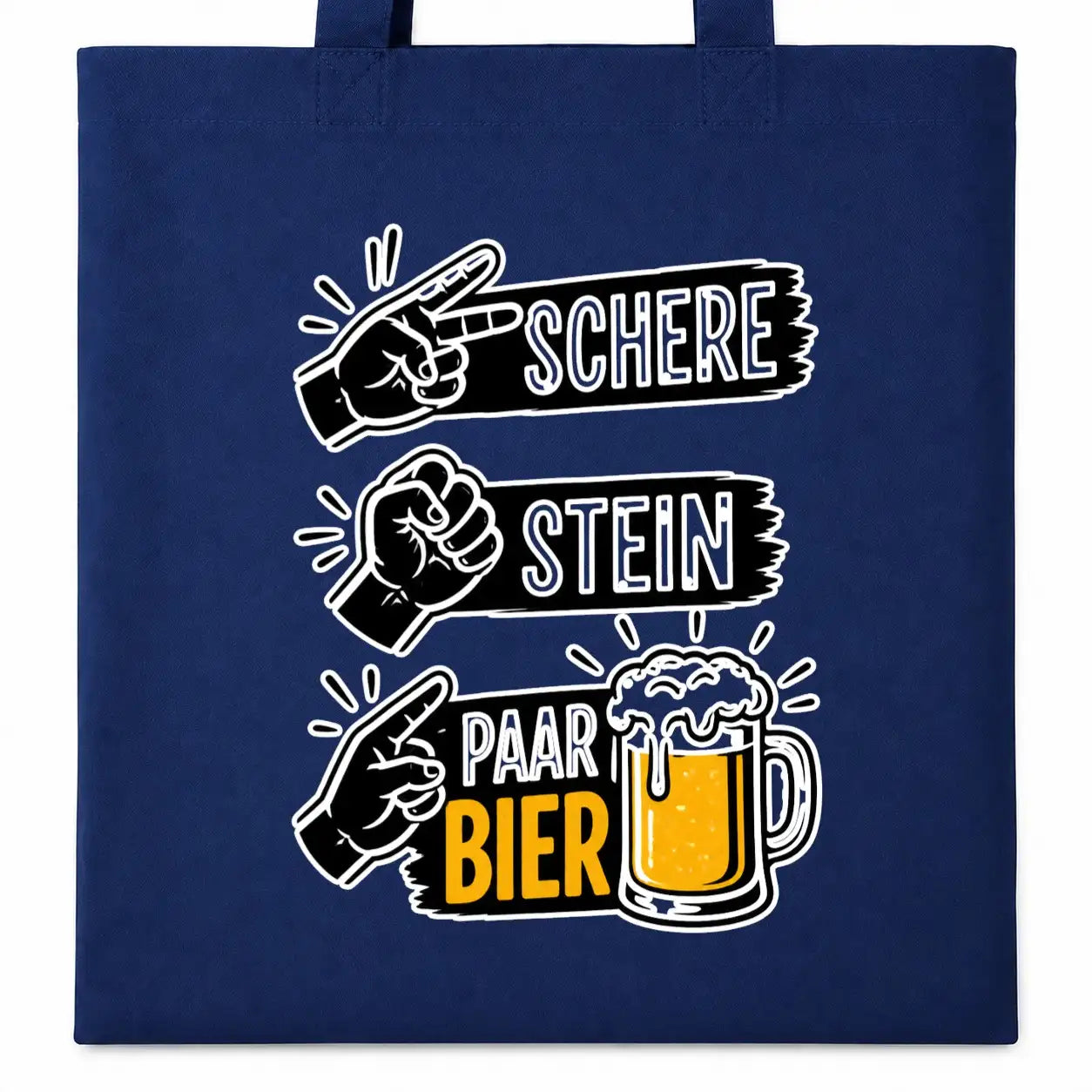 Baumwolltasche - Schere Stein Paar Bier