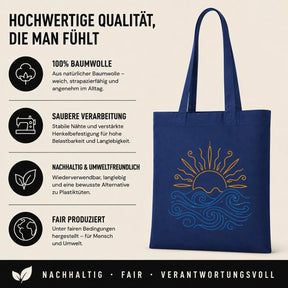 Baumwolltasche - Sonne über Wellen