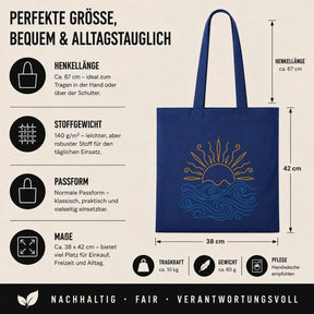 Baumwolltasche - Sonne über Wellen