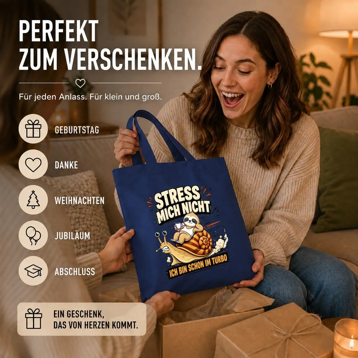 Baumwolltasche - Stress mich nicht ich bin schon im Turbo