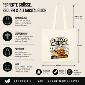 LIEBTASTISCH® Baumwolltasche Stress mich nicht ich bin schon im Turbo - Stofftasche mit Spruch für Frauen - lustige Faultier Schnecke Geschenk Geburtstag - {FARBE}