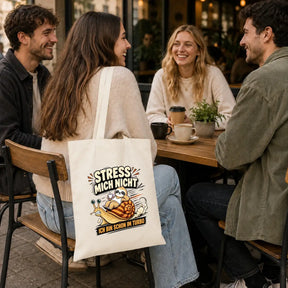 LIEBTASTISCH® Baumwolltasche Stress mich nicht ich bin schon im Turbo - Stofftasche mit Spruch für Frauen - lustige Faultier Schnecke Geschenk Geburtstag - {FARBE}
