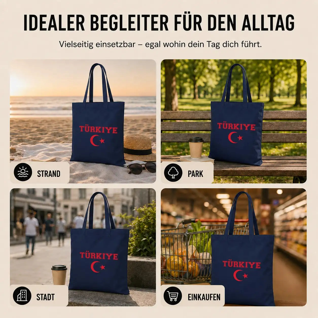 Baumwolltasche - Türkiye Motiv mit türkischer Flagge