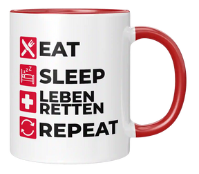 Tasse - Eat Sleap Repeat  - Leben retten