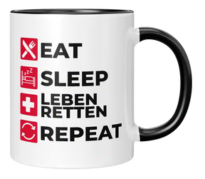 Tasse - Eat Sleap Repeat  - Leben retten