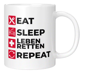 Tasse - Eat Sleap Repeat  - Leben retten