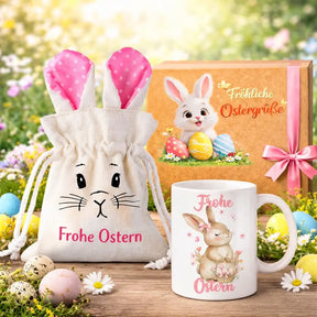 Oster Bundle  - Osterbeutel mit Tassen und Gratis Geschenkverpackung - OB 6 - Rosa