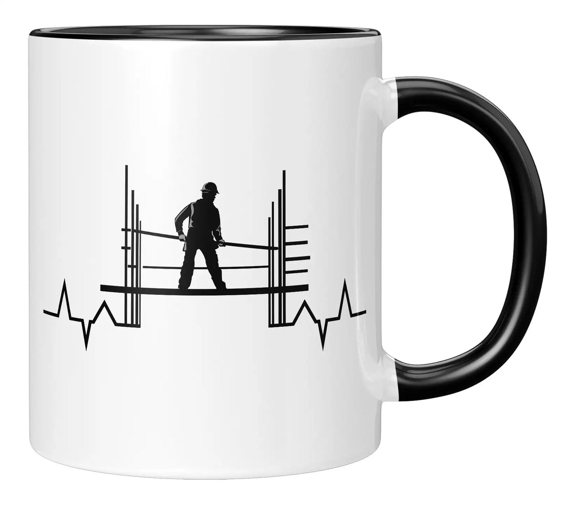 Tasse - Bauarbeiter Herzschlag - Schwarz