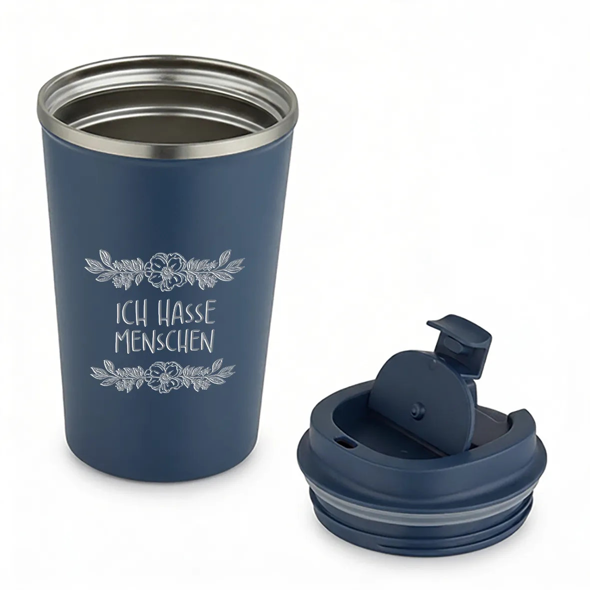 Thermobecher - Ich hasse Menschen - Haleblau