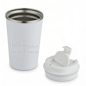 Thermobecher - Kaffee weil Koks zu teuer ist - Weiss