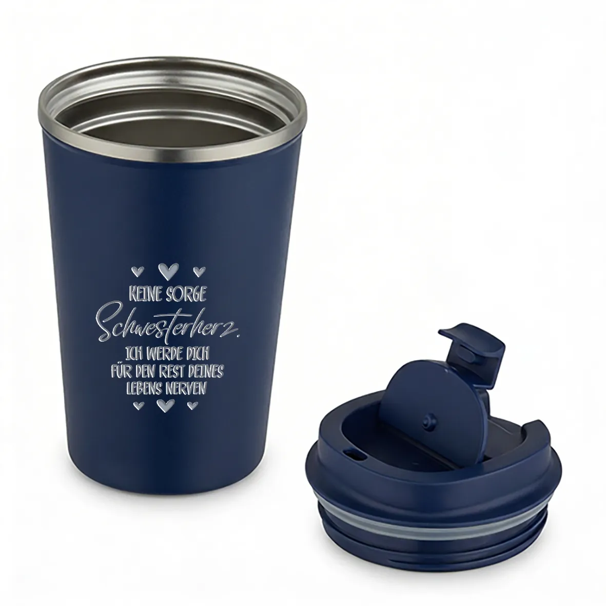 Thermobecher - Kleine Sorge Schwesterherz, ich werde dich für den Rest deines Lebens nerven - Navy