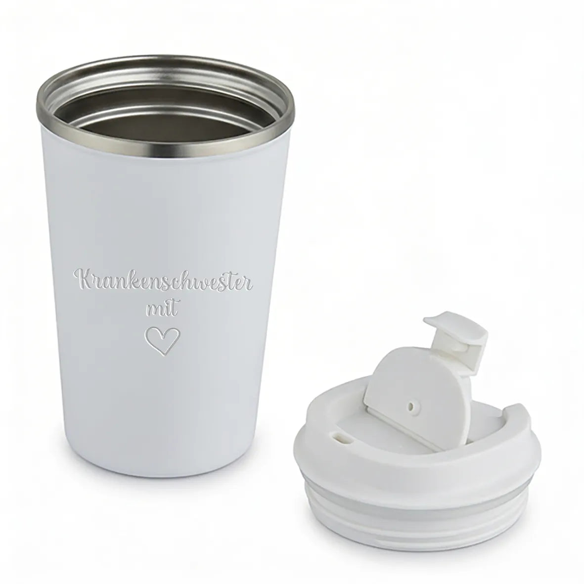 Thermobecher - Krankenschwester mit Herz - Weiss