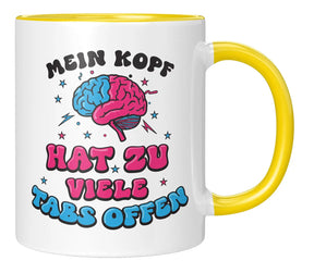 Tasse - Mein Kopf hat zu viele Tabs offen - Gelb