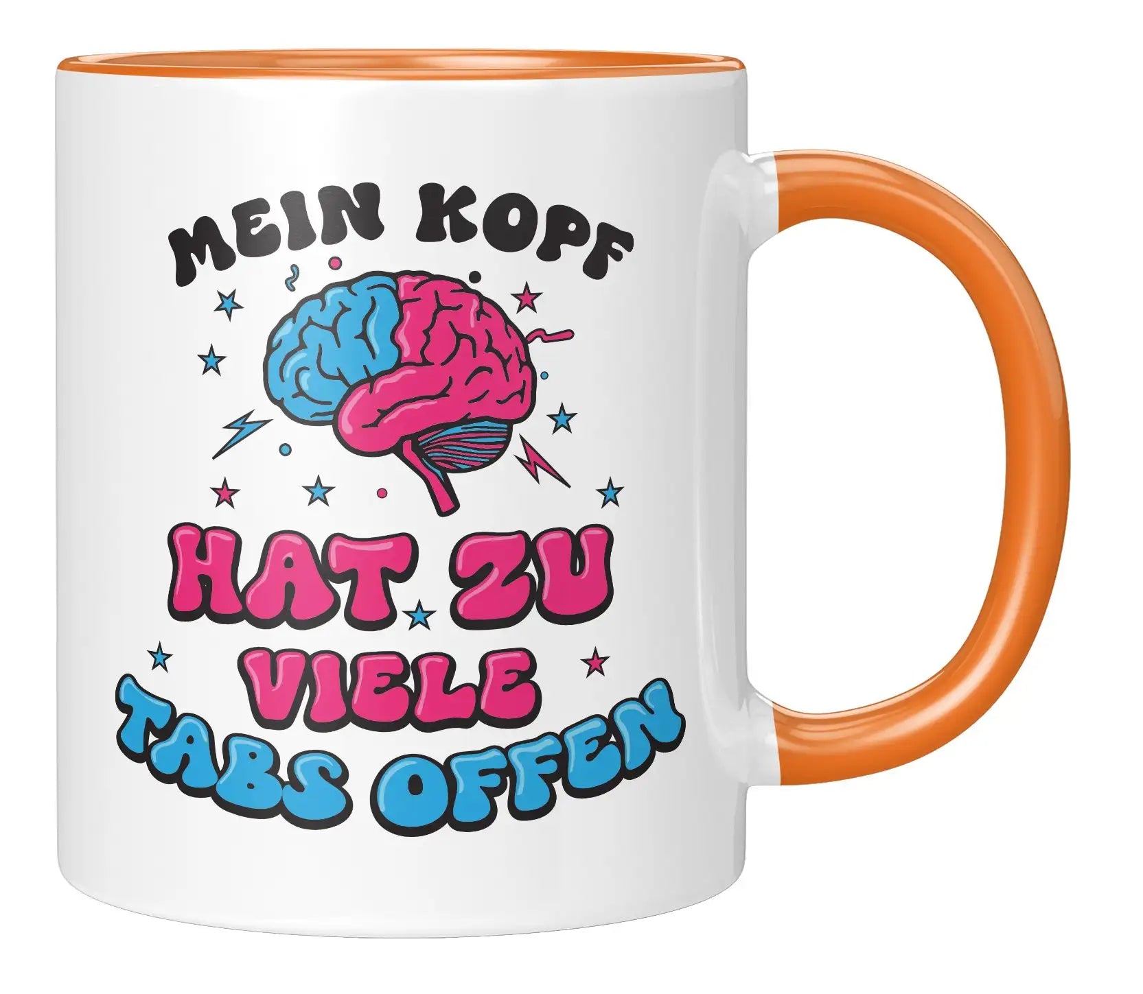 Tasse - Mein Kopf hat zu viele Tabs offen - Orange
