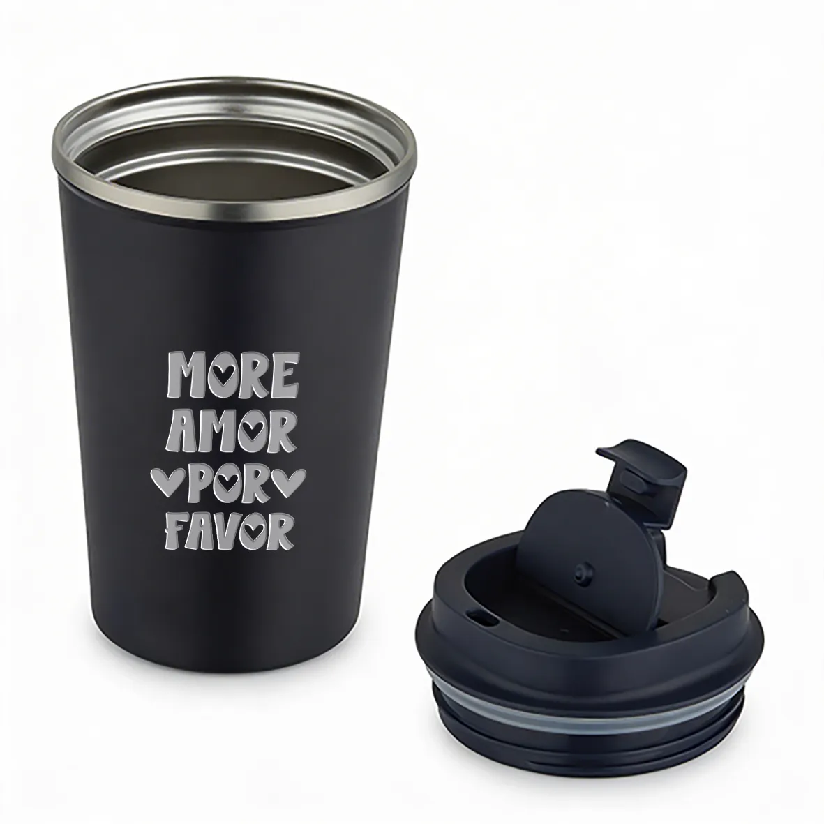 Thermobecher - More Amor Por Favor - Schwarz