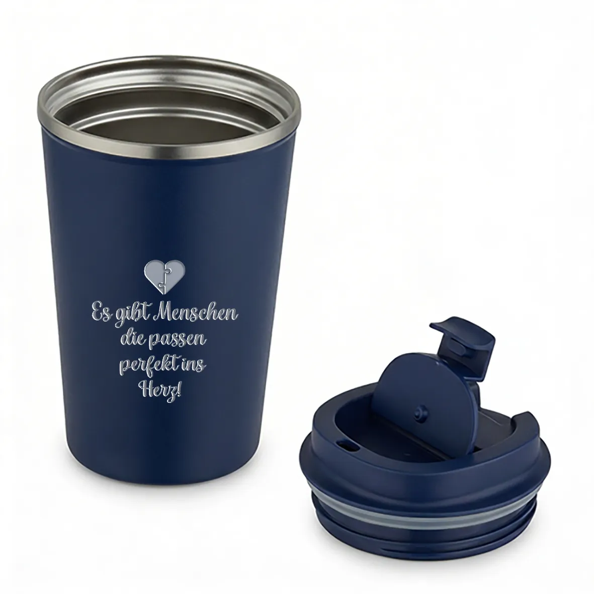 Thermobecher - Es gibt Menschen die passen perfekt ins Herz - Navy