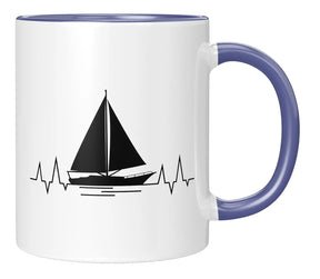 Tasse - Segelboot Herzschlag - Blau