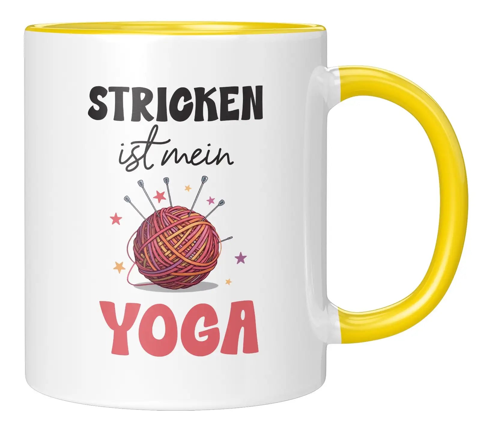Tasse - Stricken ist mein Yoga - Gelb