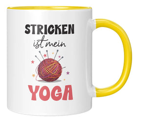 Tasse - Stricken ist mein Yoga - Gelb