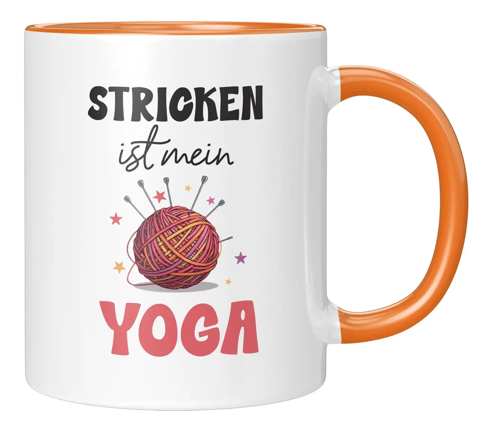Tasse - Stricken ist mein Yoga - Orange