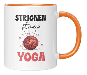 Tasse - Stricken ist mein Yoga - Orange