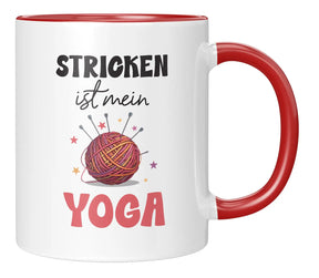 Tasse - Stricken ist mein Yoga - Rot