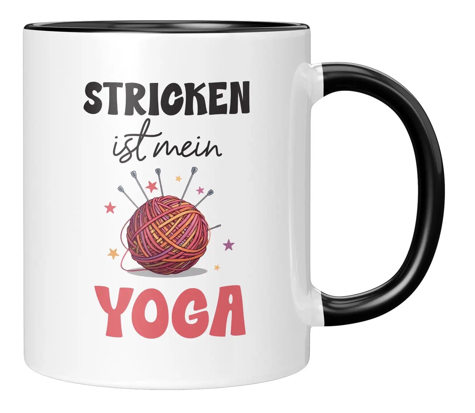 Tasse - Stricken ist mein Yoga - Schwarz