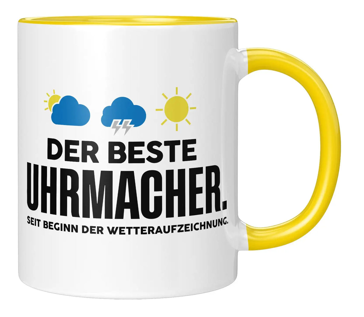 Tasse - Der beste Uhrmacher seit Beginn der Wetteraufzeichnung - Gelb